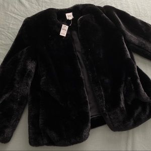 GAP- Black Faux Fur Coat